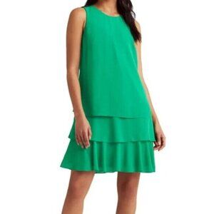 NWT! Women’s Ralph Lauren Tiered Green Malachite Sleeveless Flowy Dress Sz 6